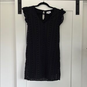 Evereve eyelet ruffle sleeve mini dress XS